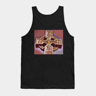 Celtic Cross Tombstone Statue - orange Tank Top